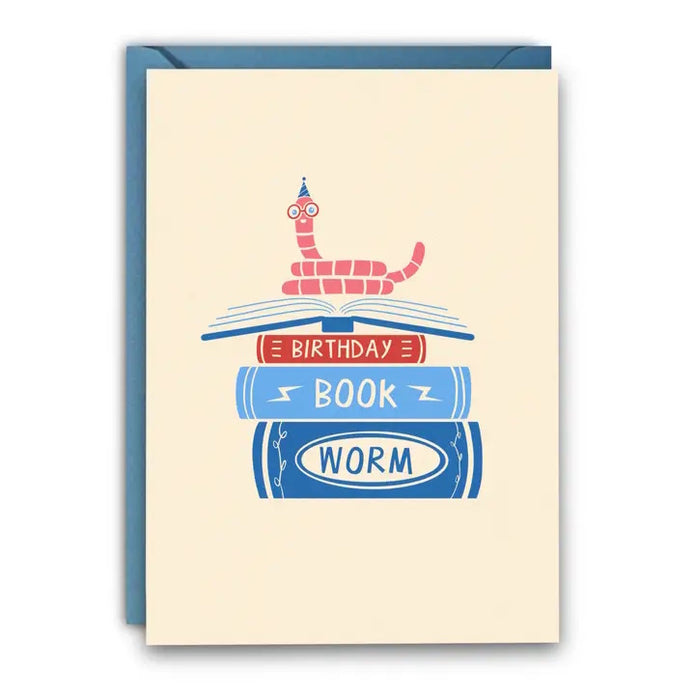 Book Worm Party Hat Birthday Card