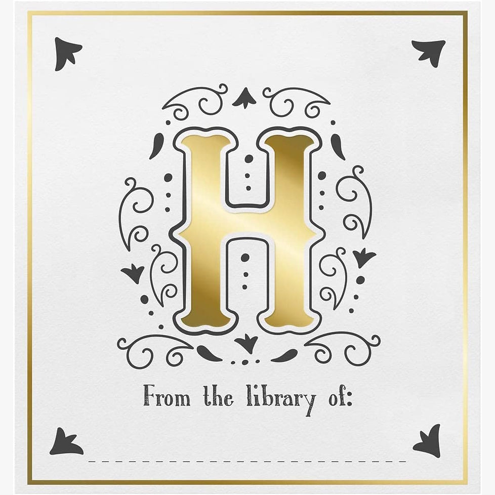 Decorative letter 'H' with flourishes on a white background, resembling a bookplate.