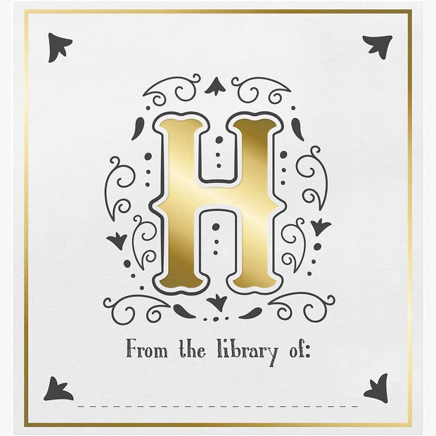 Decorative letter 'H' with flourishes on a white background, resembling a bookplate.
