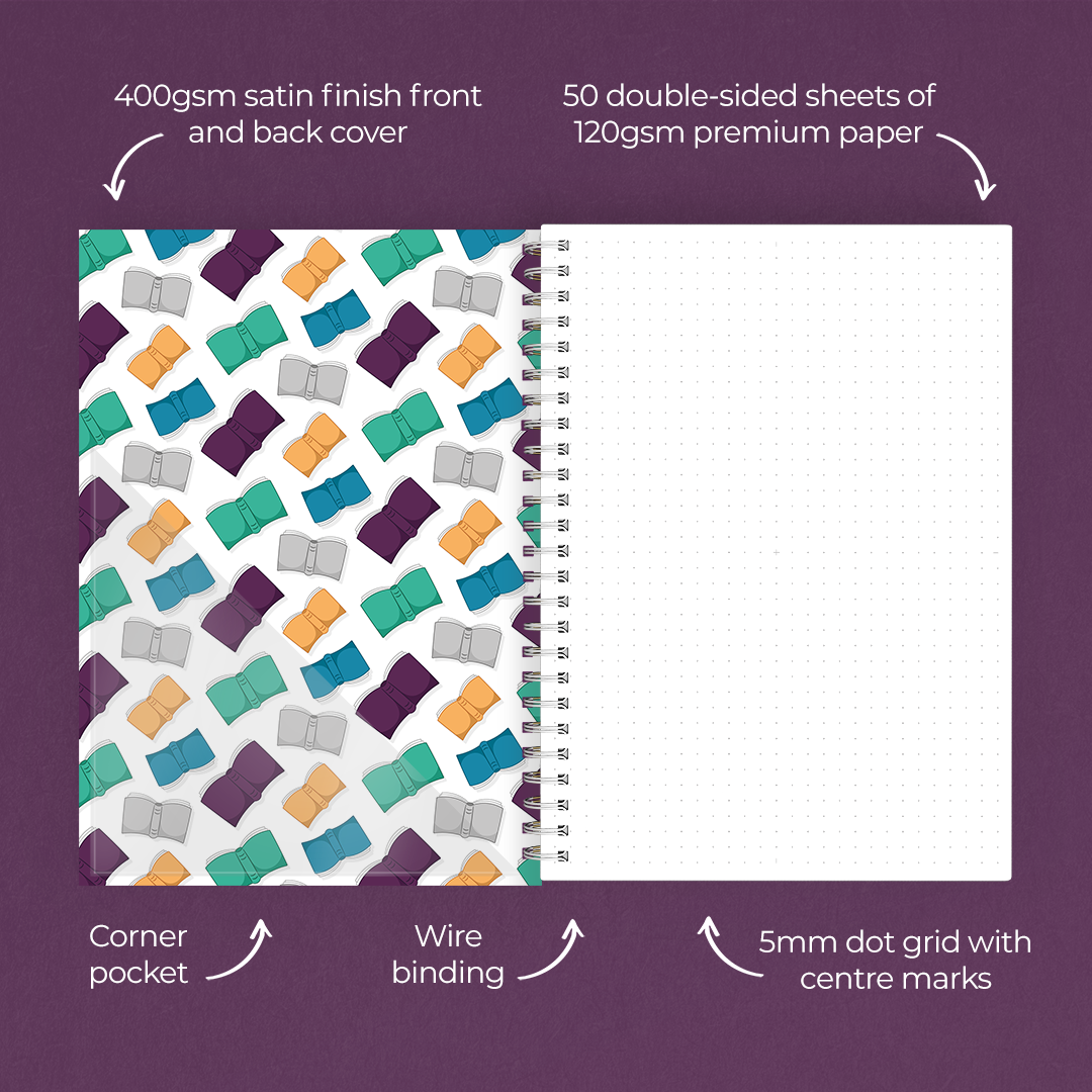 Bookworm A5 Dot Grid Wire Bound Notebook