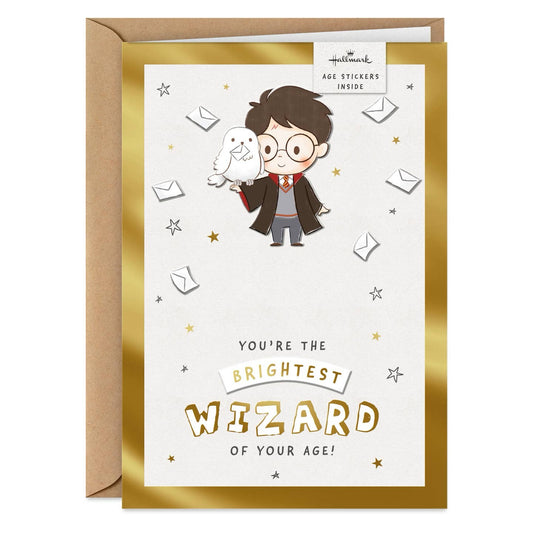 Brightest Wizard Birthday Card With Age Stickers - Harry Potter Collection