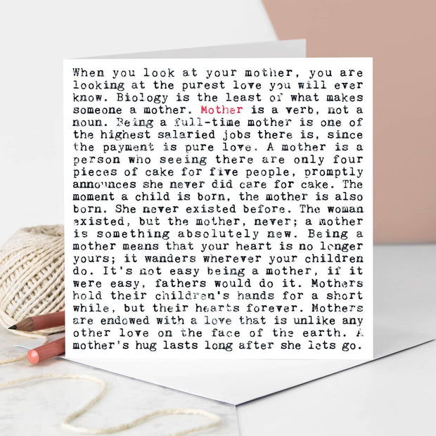Mother Heartfelt Quotes Card