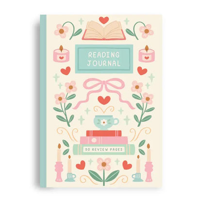 Reading Journal cover with decorative elements on a white background