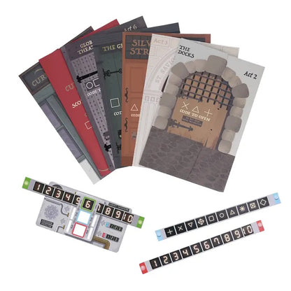 Collection of board game boxes and components on a white background