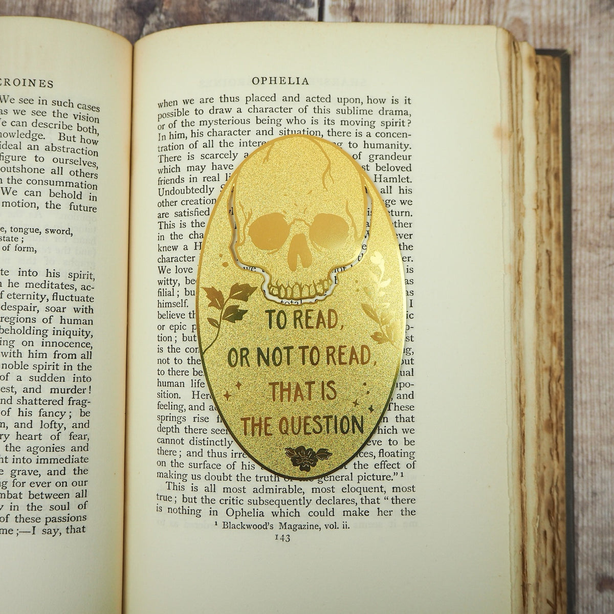 Shakespeare Hamlet Skull Brass Bookmark