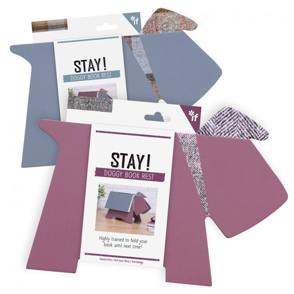 Stay! Doggy Book Rest - Grey Plaid