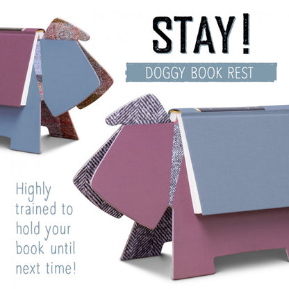 Stay! Doggy Book Rest - Grey Plaid