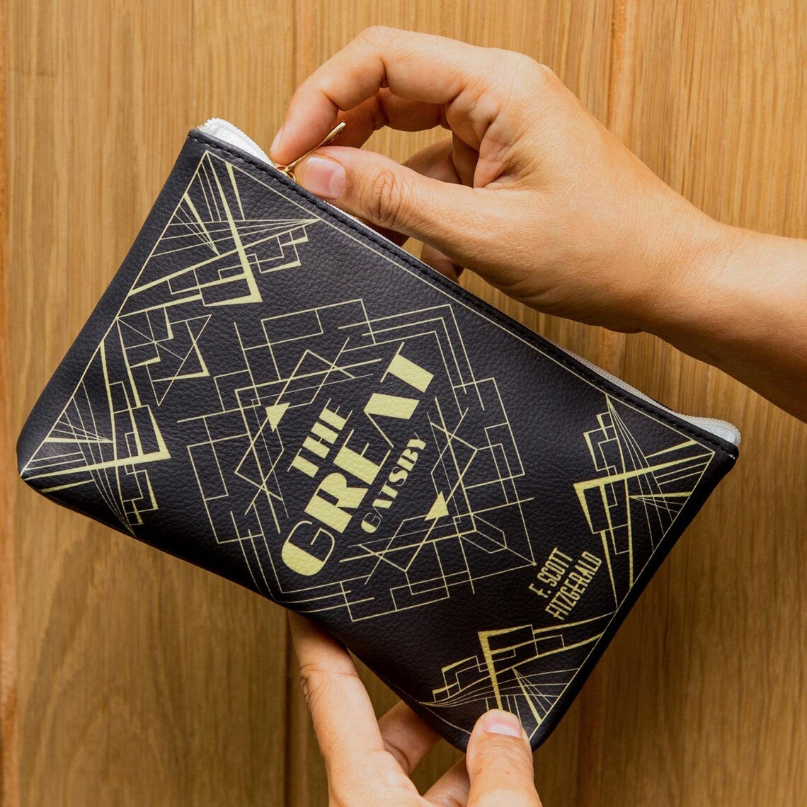 The Great Gatsby Art Deco Black Zipped Pouch