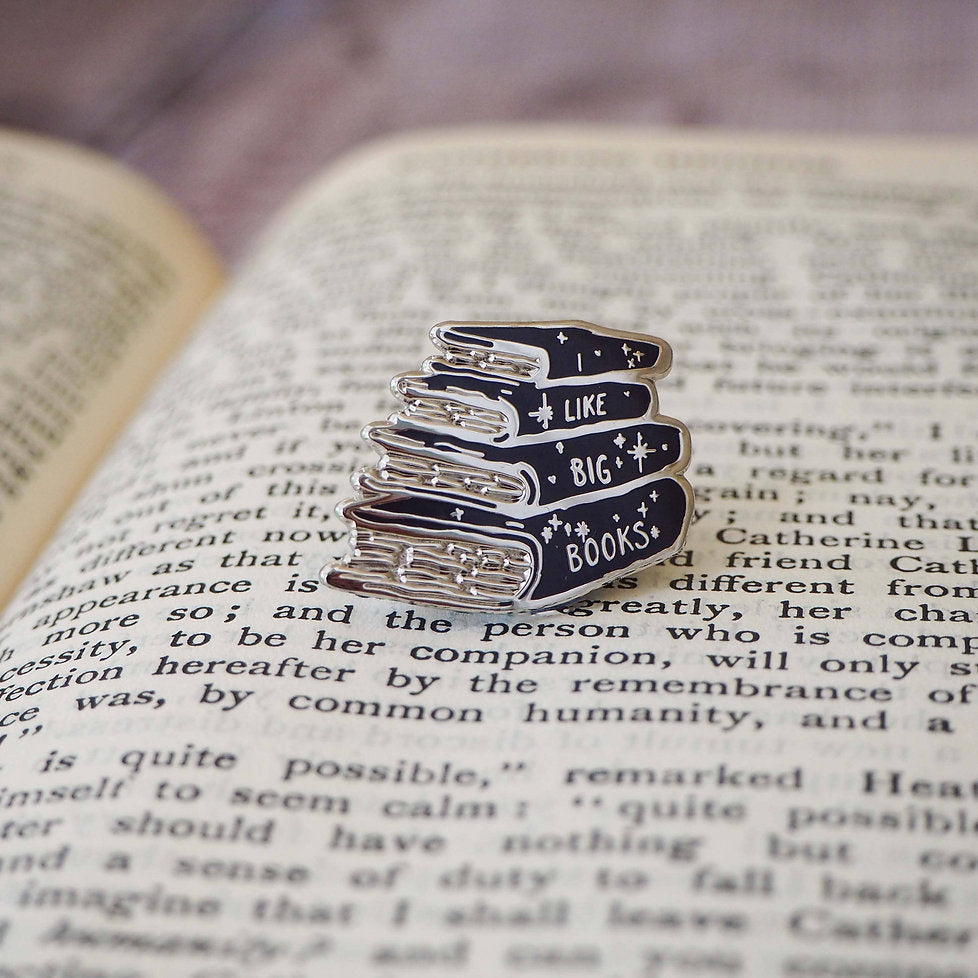'I Like Big Books' Enamel Pin from Literary Emporium.