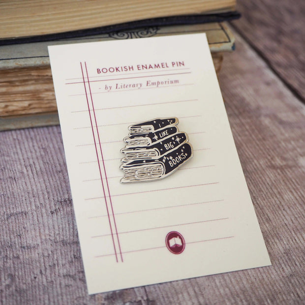 'I Like Big Books' Enamel Pin from Literary Emporium.
