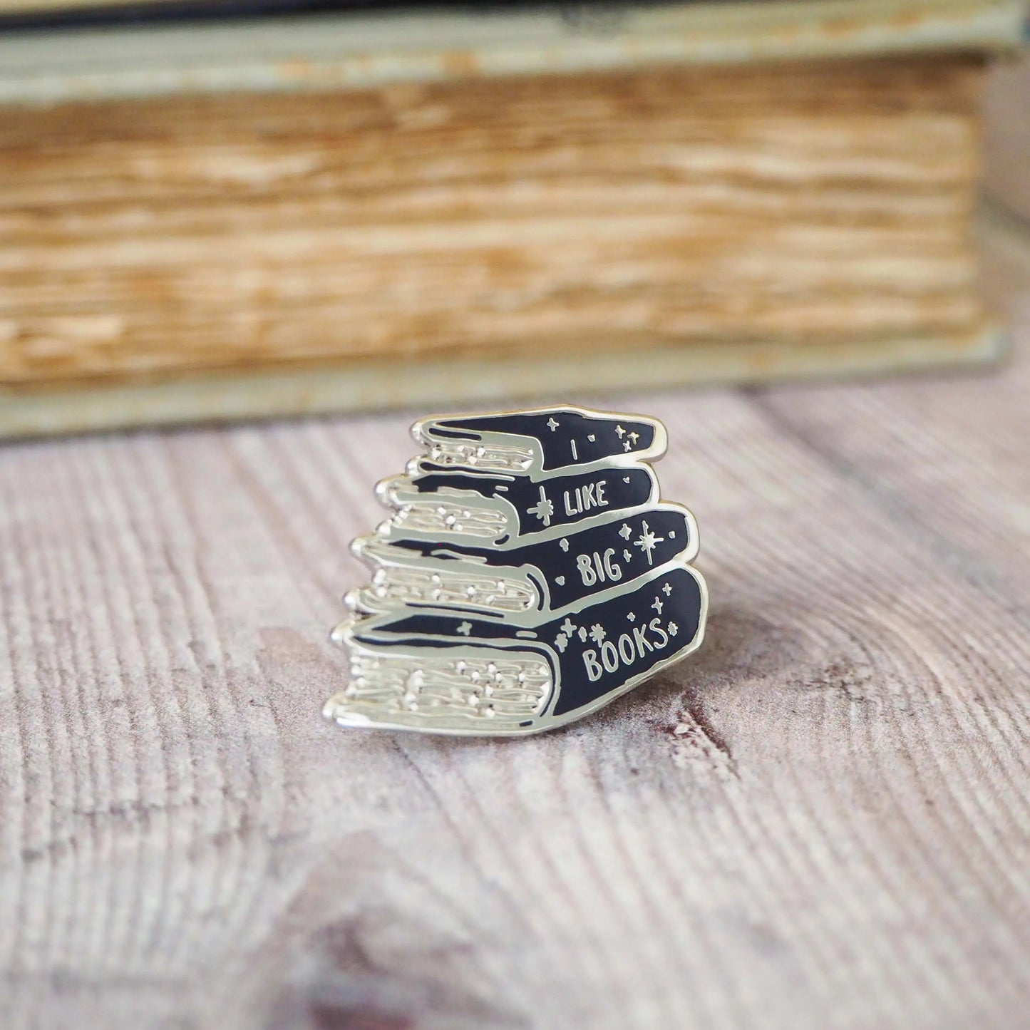 'I Like Big Books' Enamel Pin from Literary Emporium.